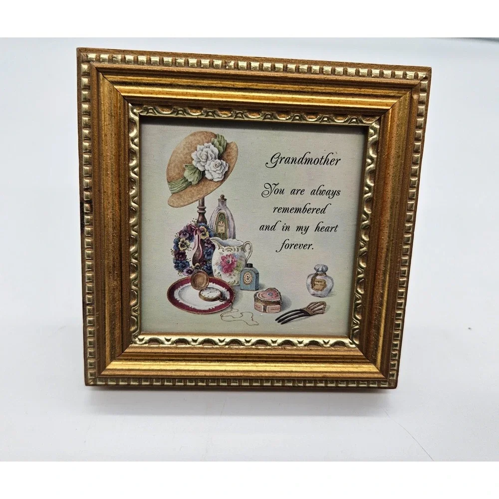 Heartfelt Collection Grandmother Framed Print Kathy Seek 1999 Gold Frame 4.5x4.5